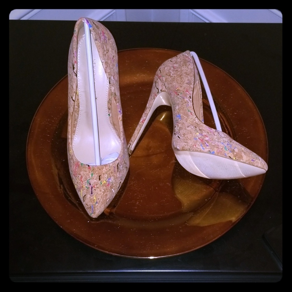 4.75 inch Cork Stilleto pointed-toe Pump